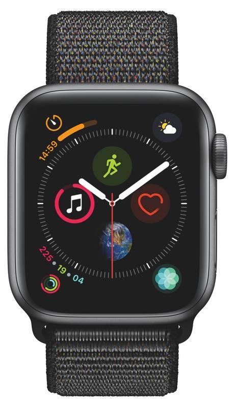 Chytré hodinky Apple Watch Series 4 GPS 40mm pouzdro z vesmírně šedého hliníku - černý provlékací sportovní řemínek CZ verze, Chytré, hodinky, Apple, Watch, Series, 4, GPS, 40mm, pouzdro, z, vesmírně, šedého, hliníku, černý, provlékací, sportovní, řemínek, CZ, verze