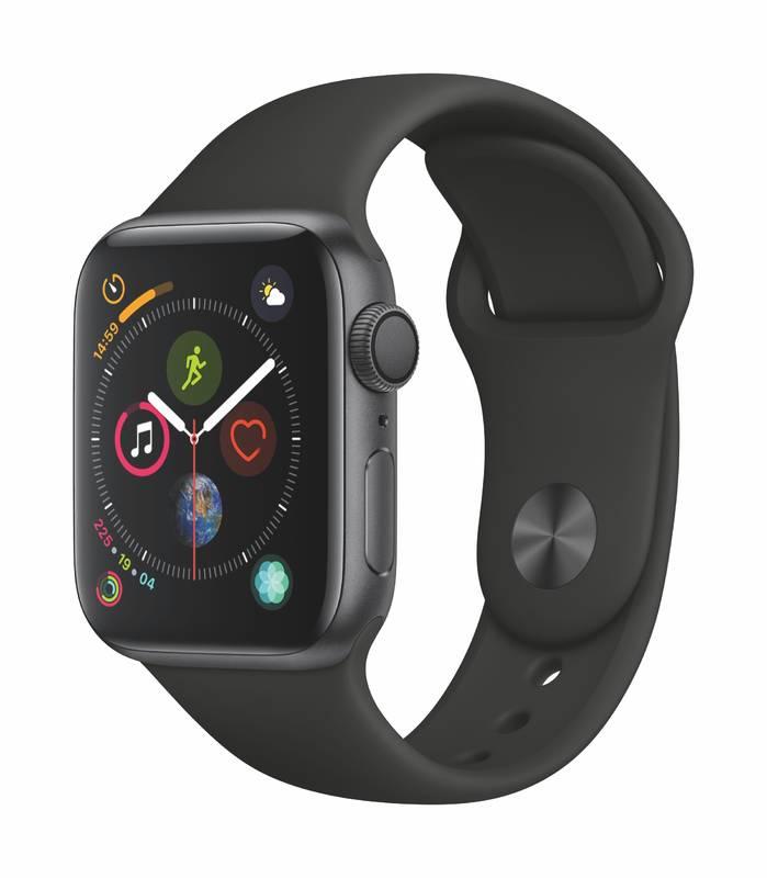 Chytré hodinky Apple Watch Series 4 GPS 40mm pouzdro z vesmírně šedého hliníku - černý sportovní řemínek CZ verze, Chytré, hodinky, Apple, Watch, Series, 4, GPS, 40mm, pouzdro, z, vesmírně, šedého, hliníku, černý, sportovní, řemínek, CZ, verze