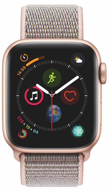 Chytré hodinky Apple Watch Series 4 GPS 40mm pouzdro ze zlatého hliníku - pískově růžový provlékací sportovní řemínek CZ verze