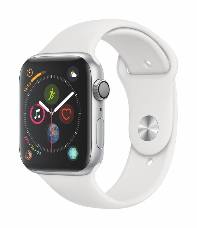 Chytré hodinky Apple Watch Series 4 GPS 44mm pouzdro ze stříbrného hliníku - bílý sportovní řemínek CZ verze, Chytré, hodinky, Apple, Watch, Series, 4, GPS, 44mm, pouzdro, ze, stříbrného, hliníku, bílý, sportovní, řemínek, CZ, verze
