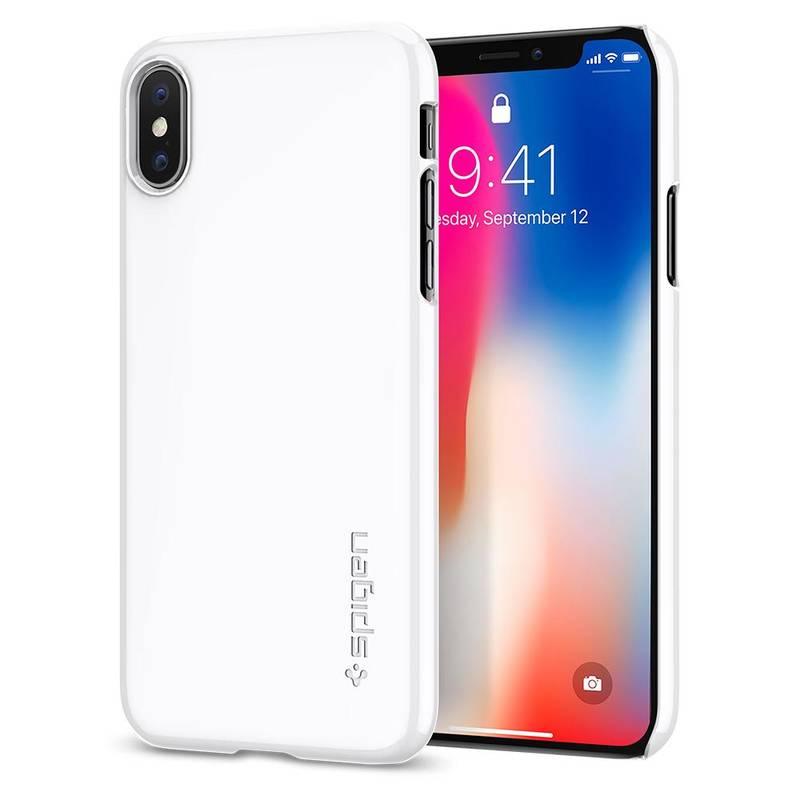 Kryt na mobil Spigen Thin Fit pro Apple iPhone X bílý