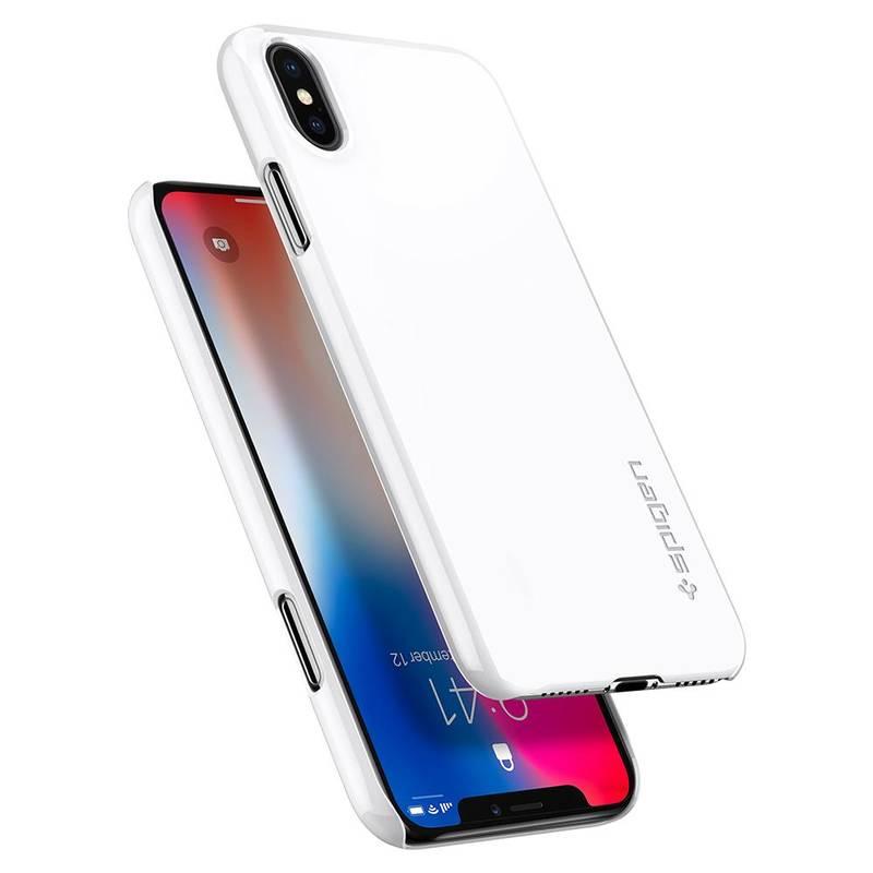 Kryt na mobil Spigen Thin Fit pro Apple iPhone X bílý