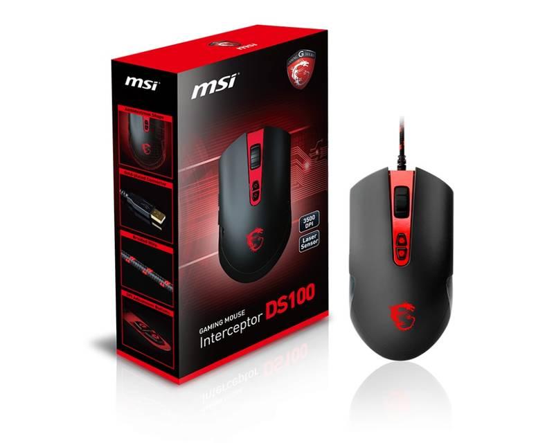 Myš MSI Interceptor DS100 Gaming černá, Myš, MSI, Interceptor, DS100, Gaming, černá