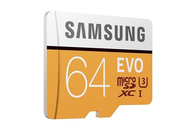 Paměťová karta Samsung Micro SDXC EVO 64GB UHS-I U3 adaptér, Paměťová, karta, Samsung, Micro, SDXC, EVO, 64GB, UHS-I, U3, adaptér