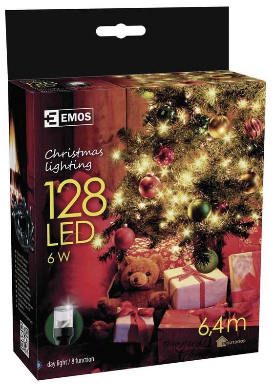 Vánoční osvětlení EMOS 128 LED řetěz, 6,4m, studená bílá, Vánoční, osvětlení, EMOS, 128, LED, řetěz, 6,4m, studená, bílá