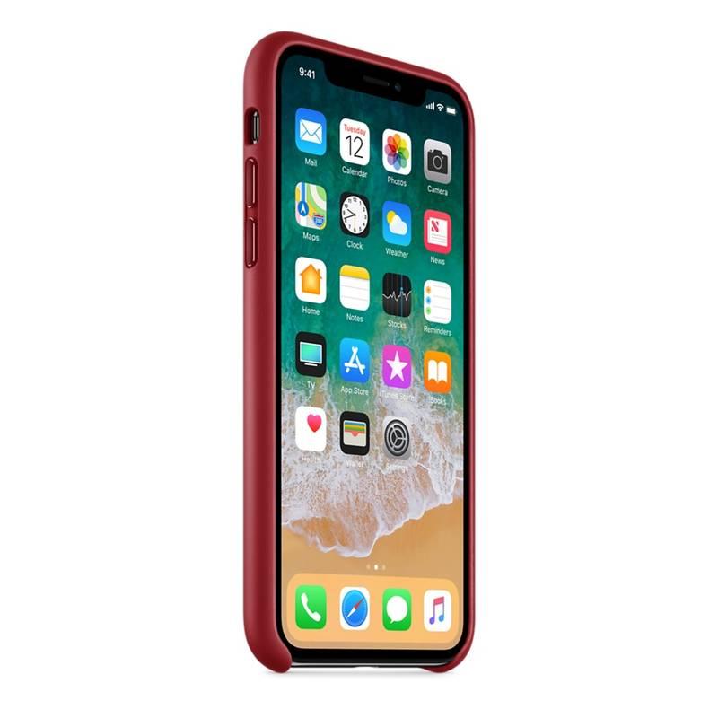 Kryt na mobil Apple Leather Case pro iPhone X RED červený