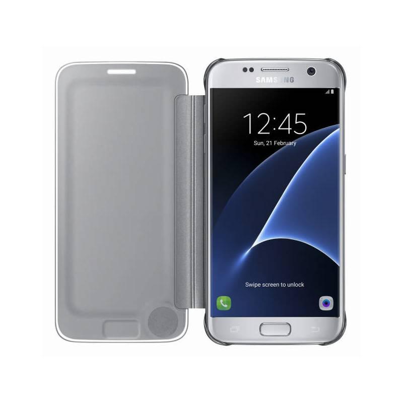 Pouzdro na mobil flipové Samsung Clear View pro Galaxy S7 stříbrné, Pouzdro, na, mobil, flipové, Samsung, Clear, View, pro, Galaxy, S7, stříbrné