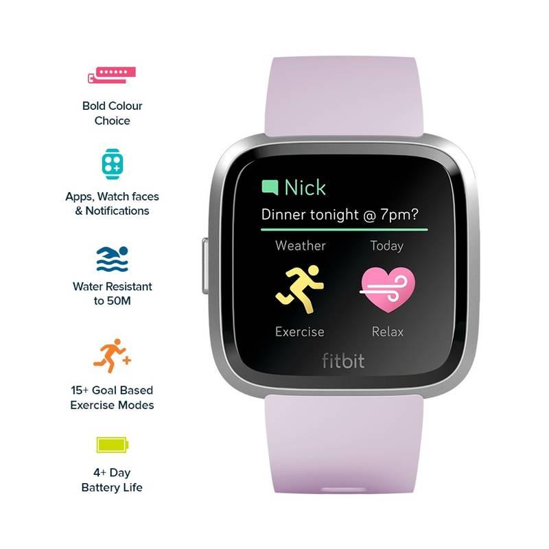 Chytré hodinky Fitbit Versa Lite - Lilac Band Silver case, Chytré, hodinky, Fitbit, Versa, Lite, Lilac, Band, Silver, case