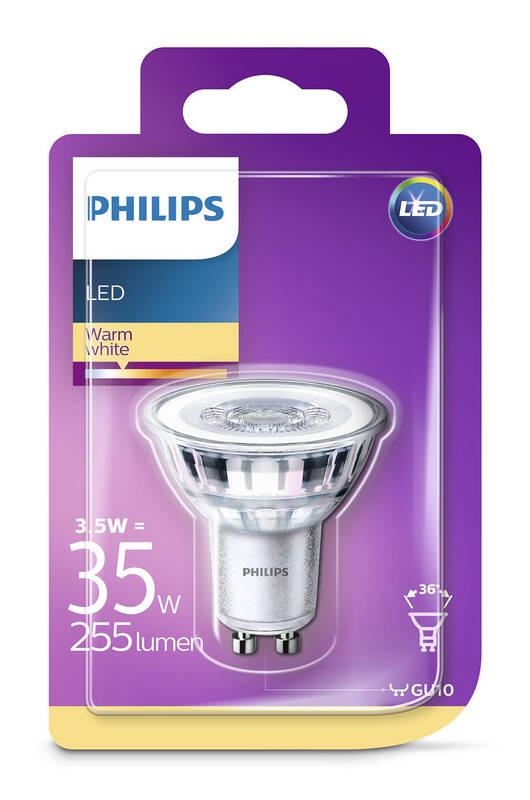 Žárovka LED Philips bodová, 3,5W, GU10, teplá bílá, Žárovka, LED, Philips, bodová, 3,5W, GU10, teplá, bílá