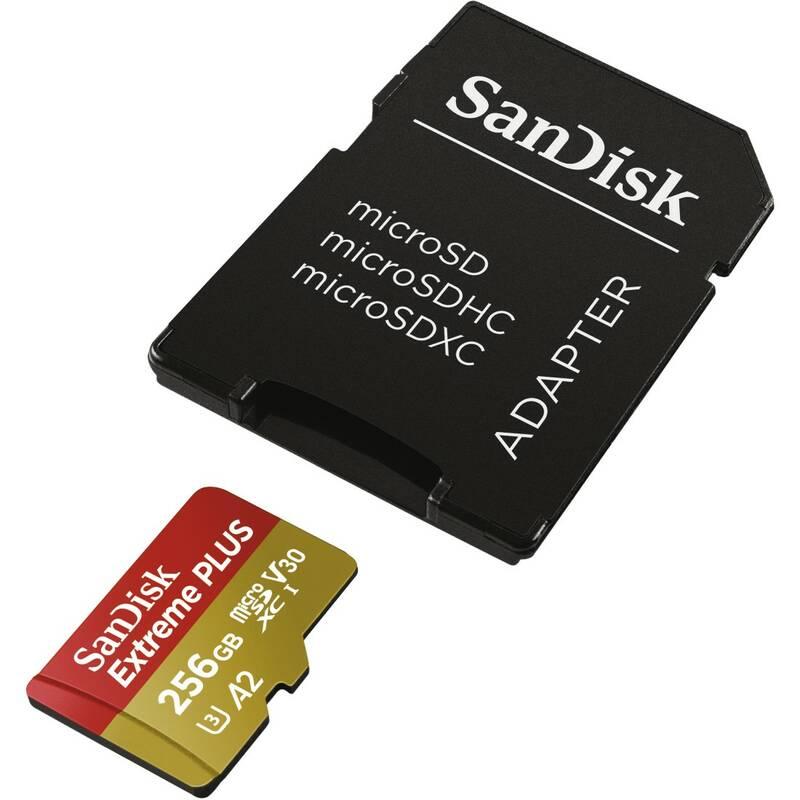 Paměťová karta Sandisk Micro SDXC Extreme Plus 256GB A2 C10 V30 UHS-I adapter, Paměťová, karta, Sandisk, Micro, SDXC, Extreme, Plus, 256GB, A2, C10, V30, UHS-I, adapter