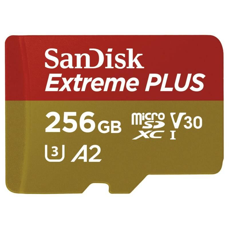 Paměťová karta Sandisk Micro SDXC Extreme Plus 256GB A2 C10 V30 UHS-I adapter, Paměťová, karta, Sandisk, Micro, SDXC, Extreme, Plus, 256GB, A2, C10, V30, UHS-I, adapter