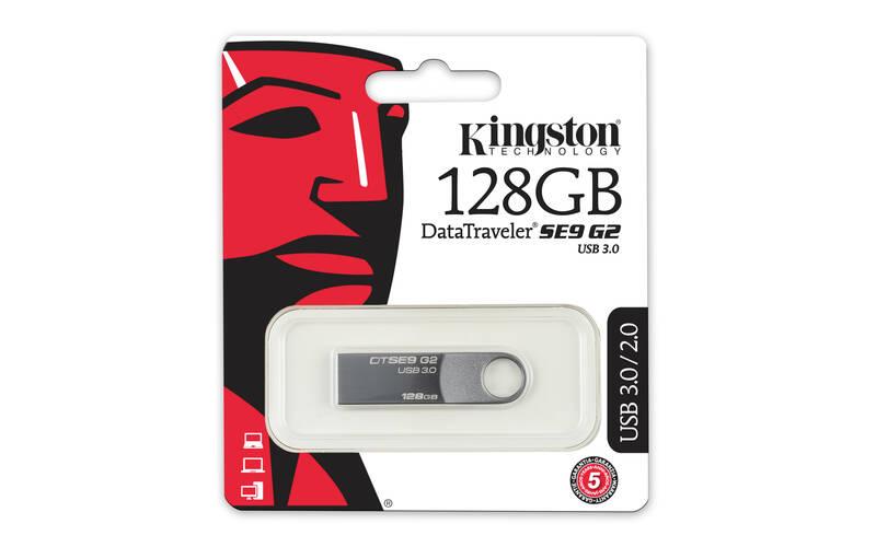 USB Flash Kingston DataTraveler SE9 G2 Premium 128GB šedý kovový, USB, Flash, Kingston, DataTraveler, SE9, G2, Premium, 128GB, šedý, kovový