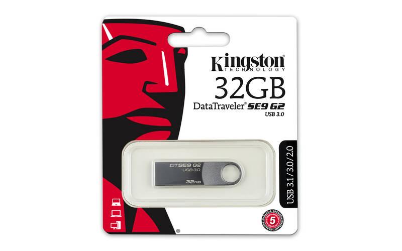 USB Flash Kingston DataTraveler SE9 G2 Premium 32GB šedý kovový