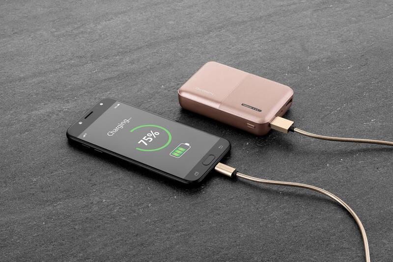 Powerbank GoGEN 10000 mAh, metalická růžová