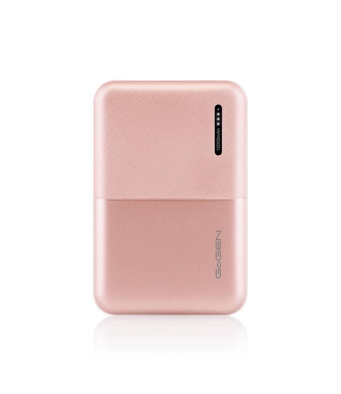 Powerbank GoGEN 10000 mAh, metalická růžová