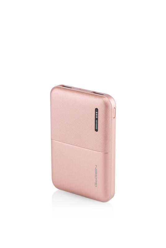 Powerbank GoGEN 5000 mAh, metalická růžová