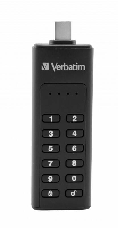 USB Flash Verbatim Keypad Secure, 32GB, USB-C černý