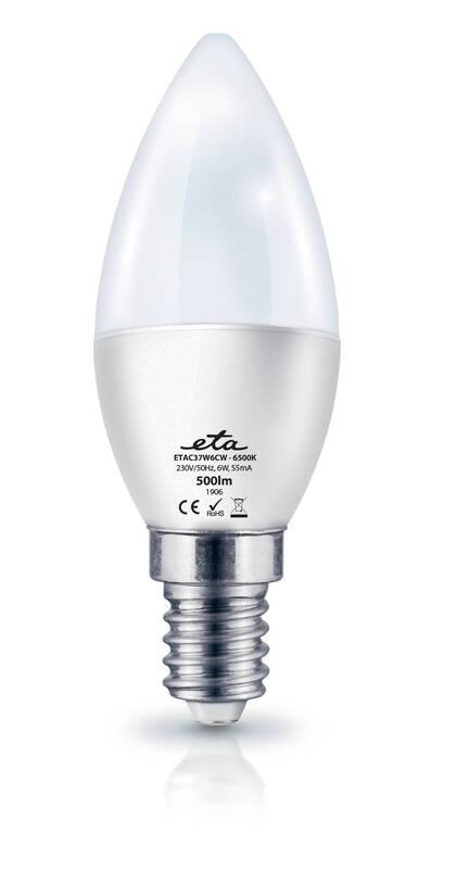 Žárovka LED ETA EKO LEDka svíčka 6W, E14, studená bílá, Žárovka, LED, ETA, EKO, LEDka, svíčka, 6W, E14, studená, bílá