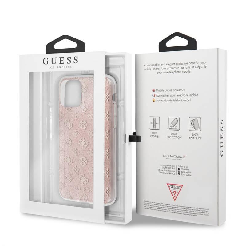 Kryt na mobil Guess 4G Peony Glitter pro Apple iPhone 11 Pro Max růžový