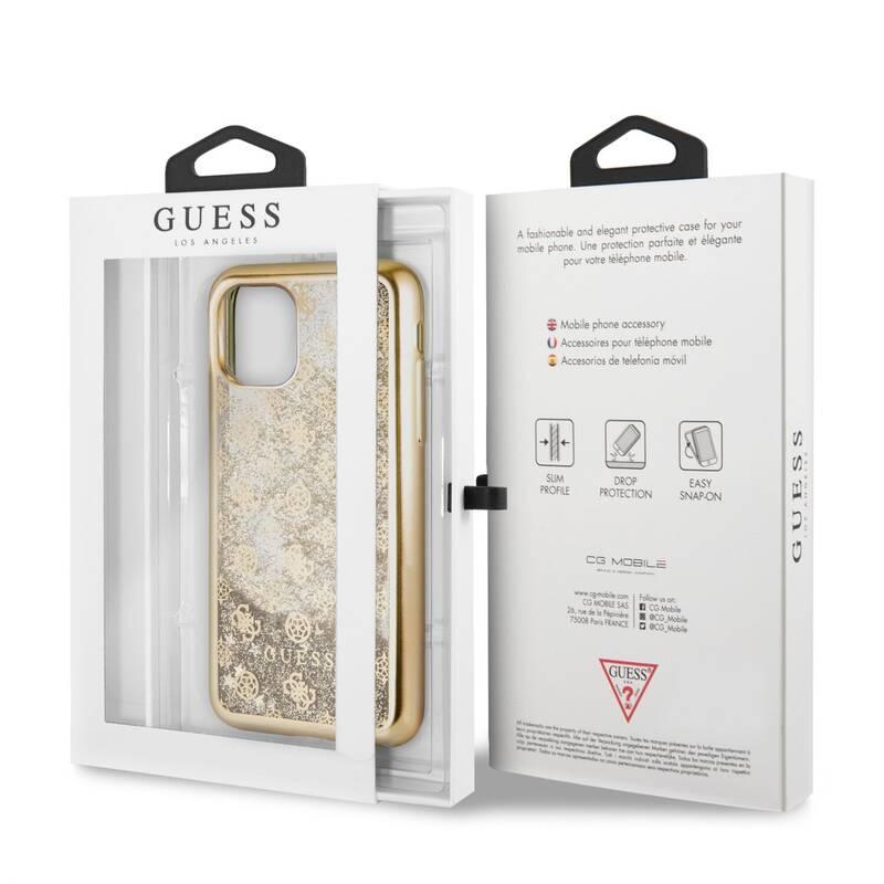 Kryt na mobil Guess 4G Peony Glitter pro Apple iPhone 11 Pro Max zlatý