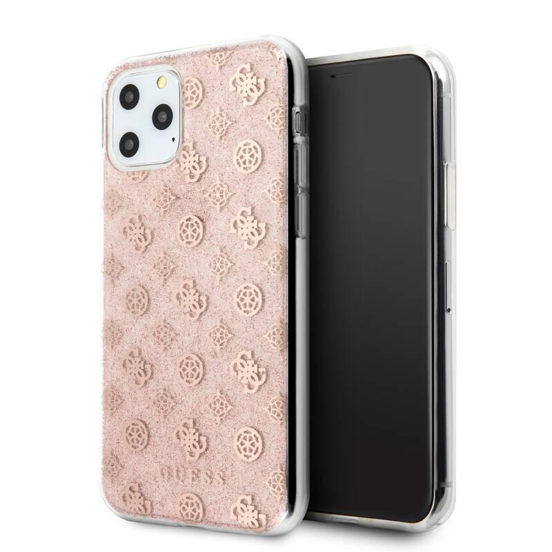 Kryt na mobil Guess 4G Peony Glitter pro Apple iPhone 11 růžový