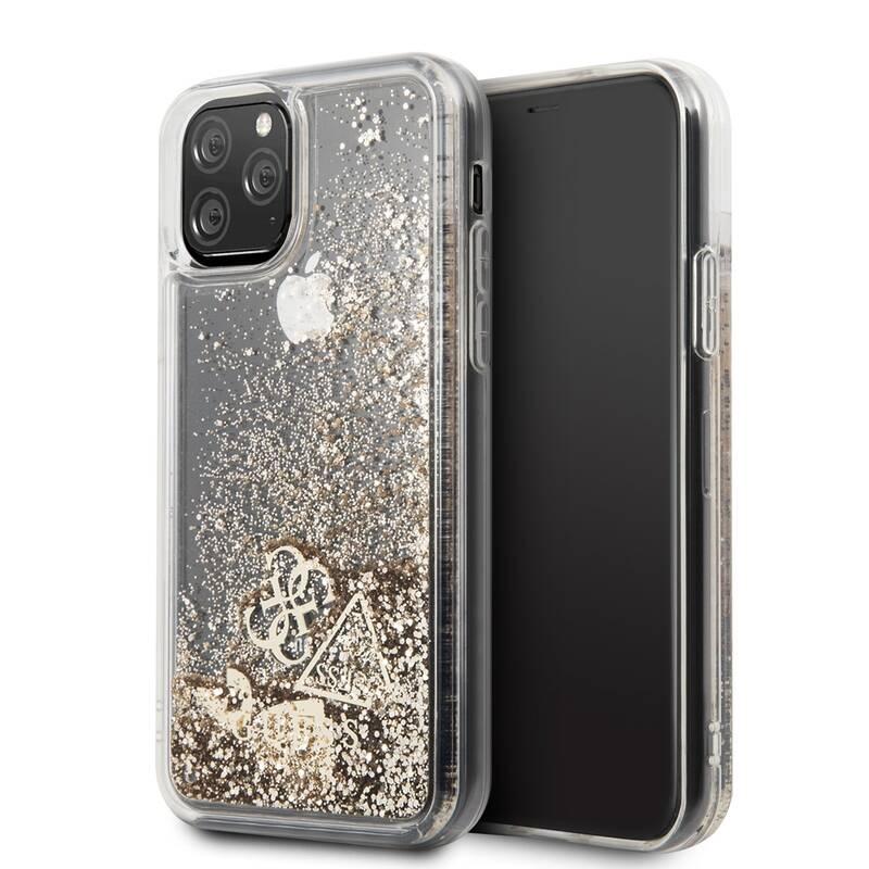 Kryt na mobil Guess Glitter Hearts pro Apple iPhone 11 Pro Max zlatý