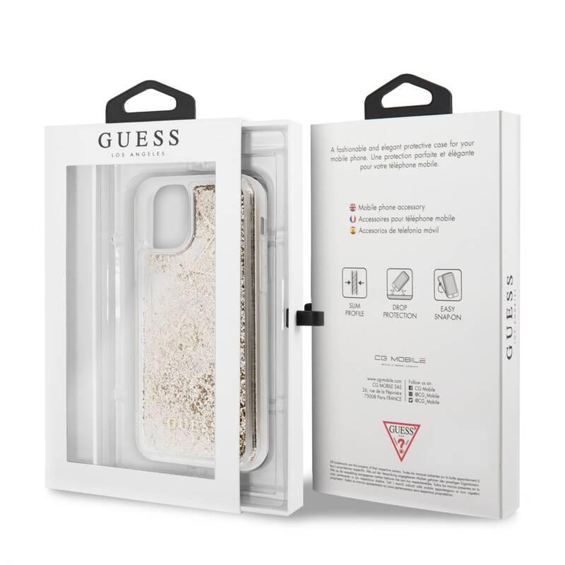 Kryt na mobil Guess Glitter Hearts pro Apple iPhone 11 Pro zlatý