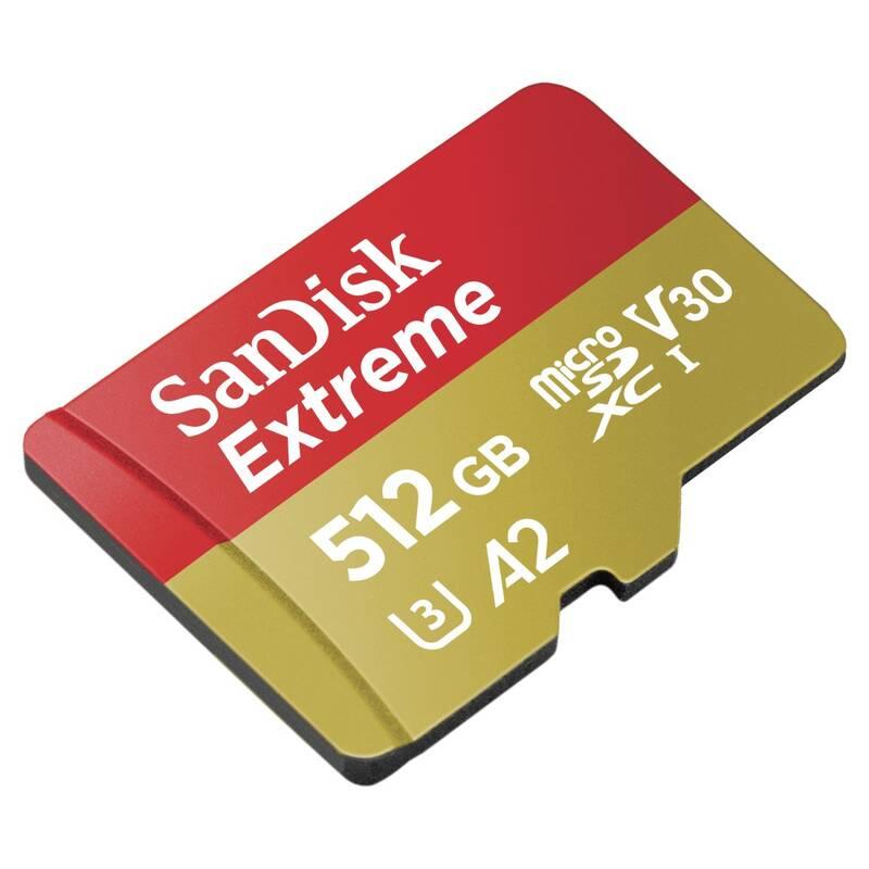 Paměťová karta Sandisk Micro SDXC Extreme 512GB A2, UHS-I U3 adapter, Paměťová, karta, Sandisk, Micro, SDXC, Extreme, 512GB, A2, UHS-I, U3, adapter