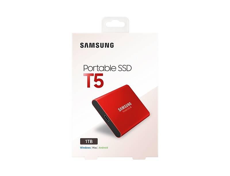 SSD externí Samsung T5, 1TB červený, SSD, externí, Samsung, T5, 1TB, červený
