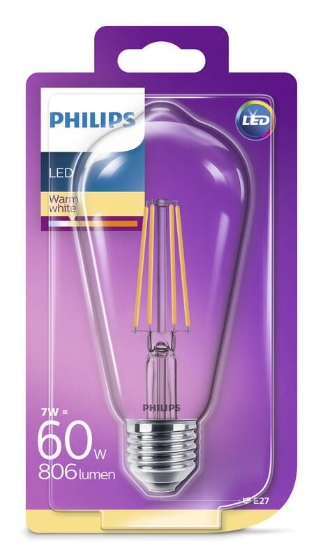 Žárovka LED Philips klasik, 7W, E27, teplá bílá, Žárovka, LED, Philips, klasik, 7W, E27, teplá, bílá