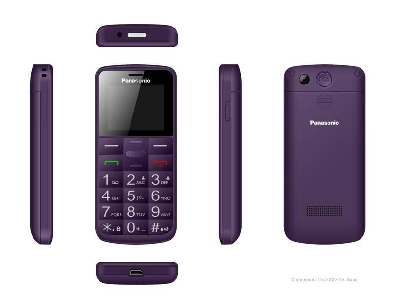 Mobilní telefon Panasonic KX-TU110EXV Dual SIM fialový, Mobilní, telefon, Panasonic, KX-TU110EXV, Dual, SIM, fialový