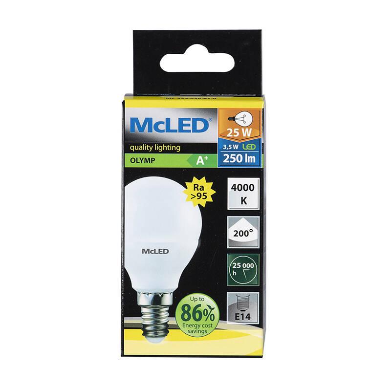 Žárovka LED McLED kapka, 3,5W, E14, neutrální bílá