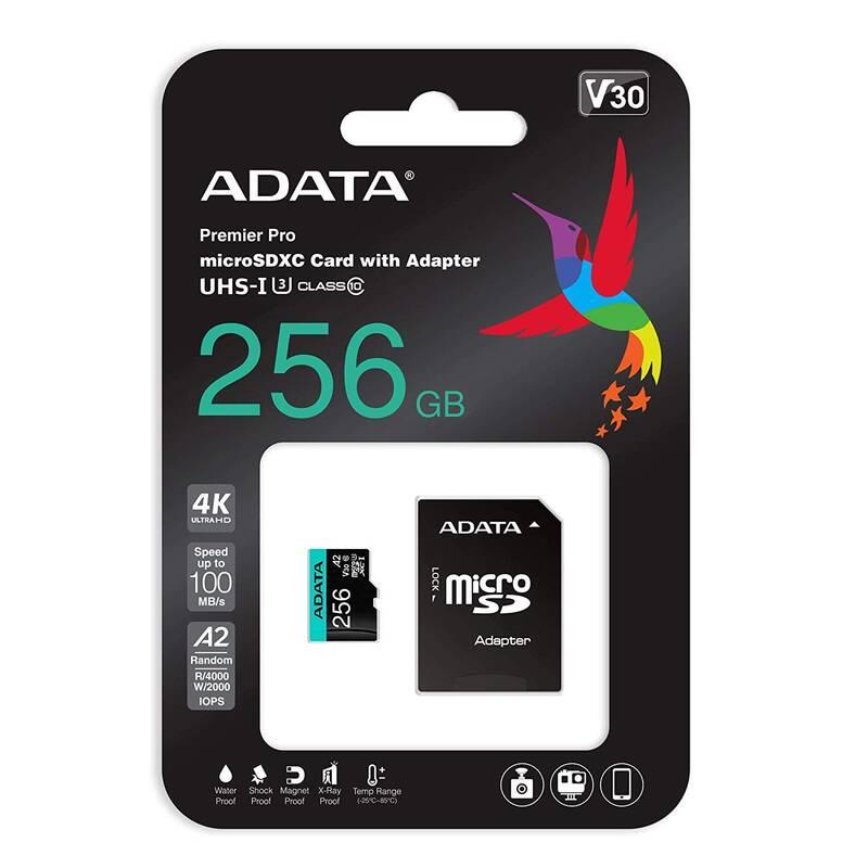 Paměťová karta ADATA Premier Pro MicroSDXC 256GB adaptér, Paměťová, karta, ADATA, Premier, Pro, MicroSDXC, 256GB, adaptér