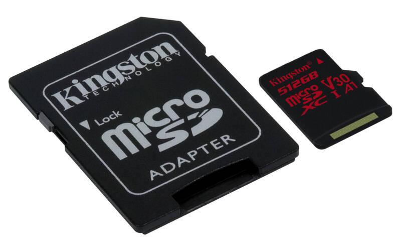 Paměťová karta Kingston Canvas React MicroSDXC 512GB UHS-I U3 adapter, Paměťová, karta, Kingston, Canvas, React, MicroSDXC, 512GB, UHS-I, U3, adapter