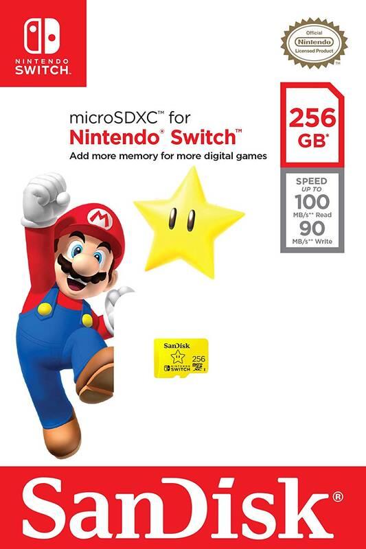 Paměťová karta Sandisk Micro SDXC 256GB UHS-I U3 pro Nintendo Switch, Paměťová, karta, Sandisk, Micro, SDXC, 256GB, UHS-I, U3, pro, Nintendo, Switch