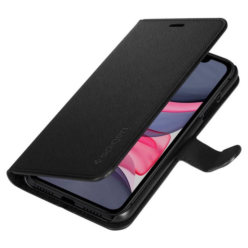 Pouzdro na mobil flipové Spigen Wallet S pro Apple iPhone 11 černé