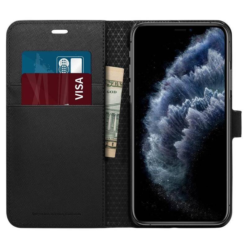 Pouzdro na mobil flipové Spigen Wallet S pro Apple iPhone 11 Pro černé