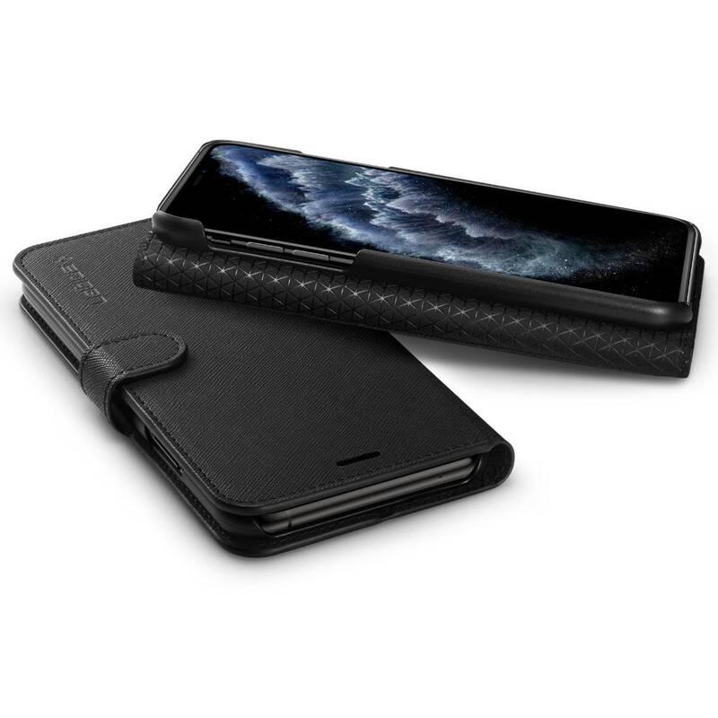 Pouzdro na mobil flipové Spigen Wallet S pro Apple iPhone 11 Pro černé