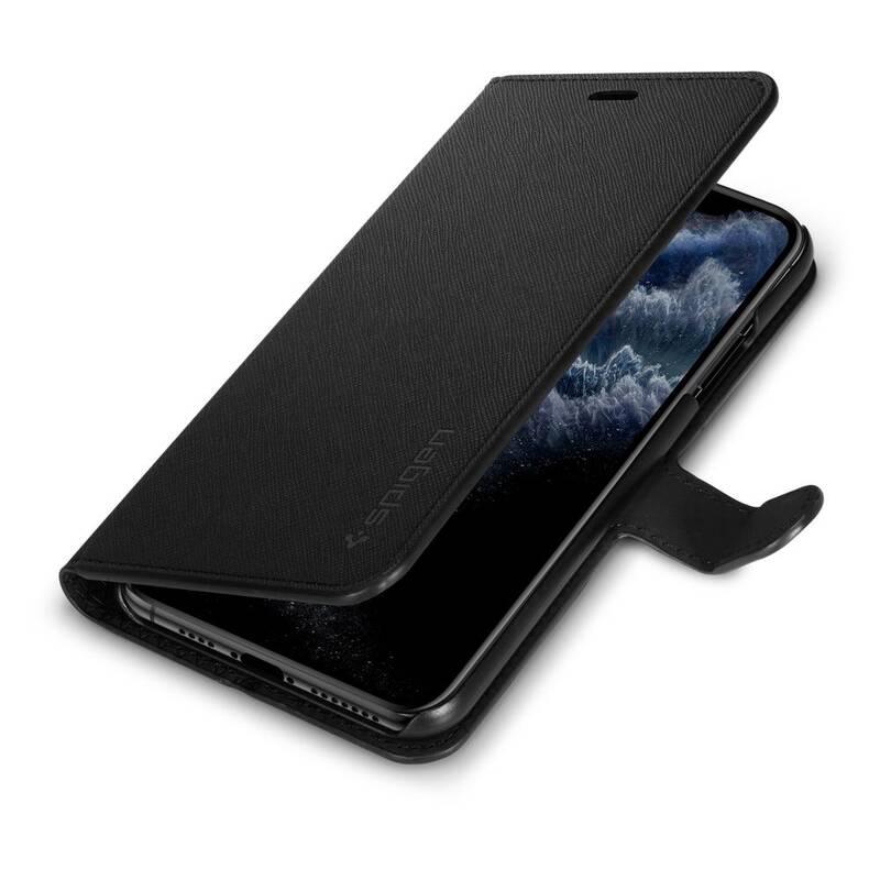 Pouzdro na mobil flipové Spigen Wallet S pro Apple iPhone 11 Pro Max černé