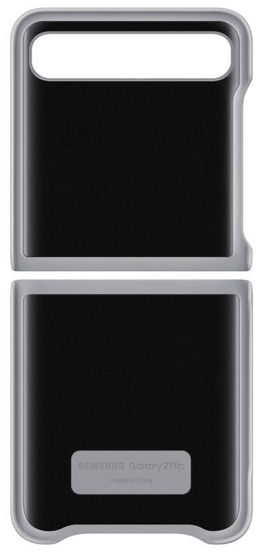 Kryt na mobil Samsung Leather Cover pro Galaxy Z Flip stříbrný
