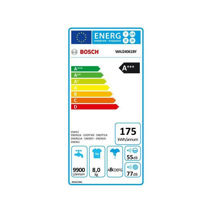 Pračka Bosch WAJ24061BY bílá, Pračka, Bosch, WAJ24061BY, bílá