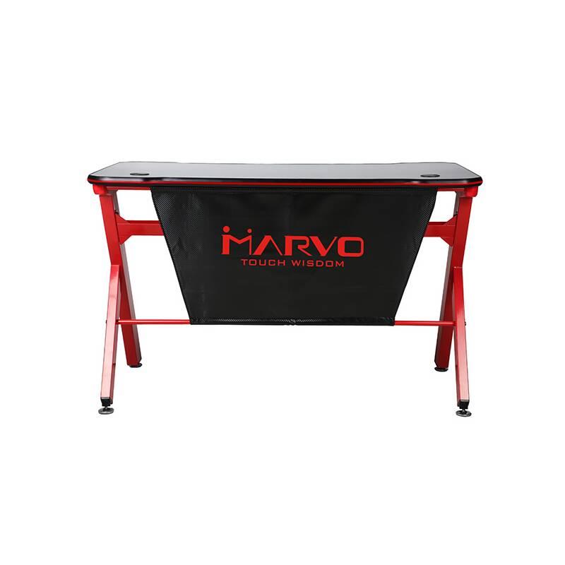 Herní stůl Marvo DE-03, 120x61 cm, podsvícený černý červený, Herní, stůl, Marvo, DE-03, 120x61, cm, podsvícený, černý, červený