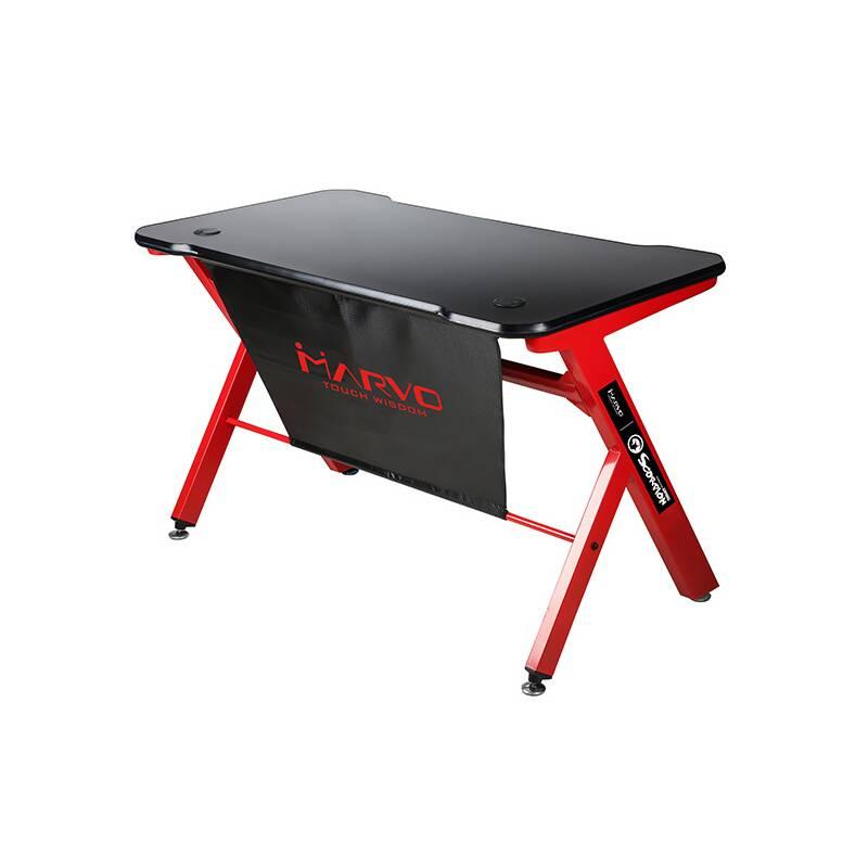 Herní stůl Marvo DE-03, 120x61 cm, podsvícený černý červený, Herní, stůl, Marvo, DE-03, 120x61, cm, podsvícený, černý, červený