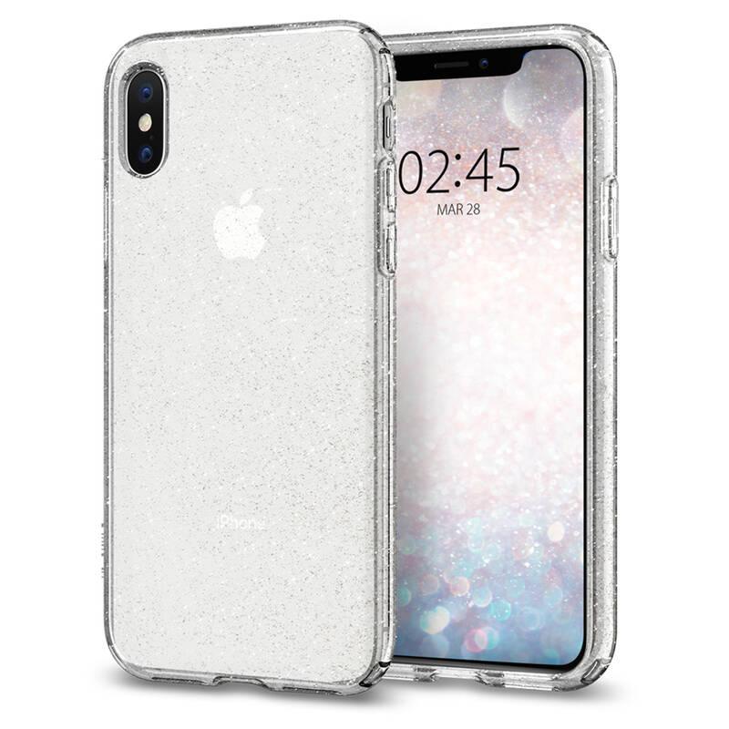 Kryt na mobil Spigen Liquid Crystal Glitter pro Apple iPhone Xs X průhledný