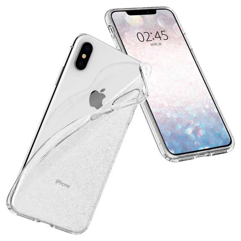 Kryt na mobil Spigen Liquid Crystal Glitter pro Apple iPhone Xs X průhledný