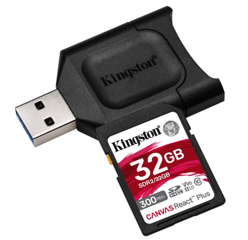 Paměťová karta Kingston Canvas React Plus SDHC 32GB UHS-II U3 čtečka