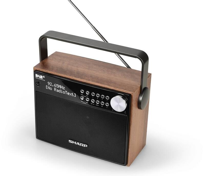 Radiopřijímač s DAB Sharp DR-P350 dřevo, Radiopřijímač, s, DAB, Sharp, DR-P350, dřevo