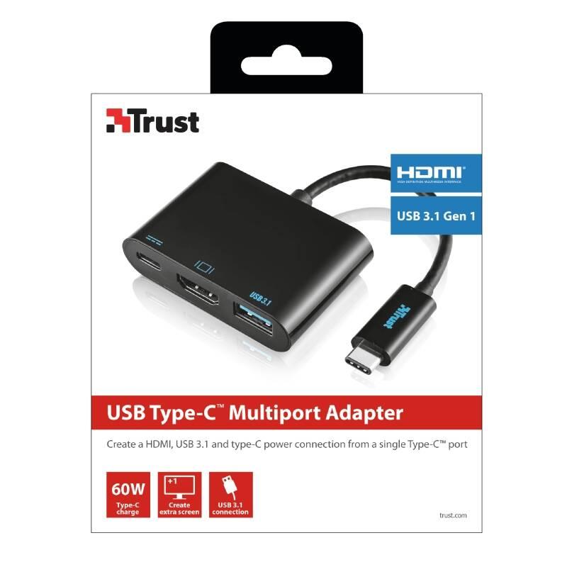 Redukce Trust USB-C HDMI, USB 3.1, USB-C PD černá, Redukce, Trust, USB-C, HDMI, USB, 3.1, USB-C, PD, černá
