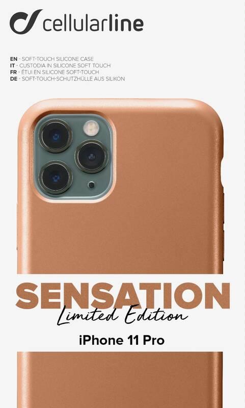 Kryt na mobil CellularLine SENSATION Metallic pro Apple iPhone 11 Pro zlatý