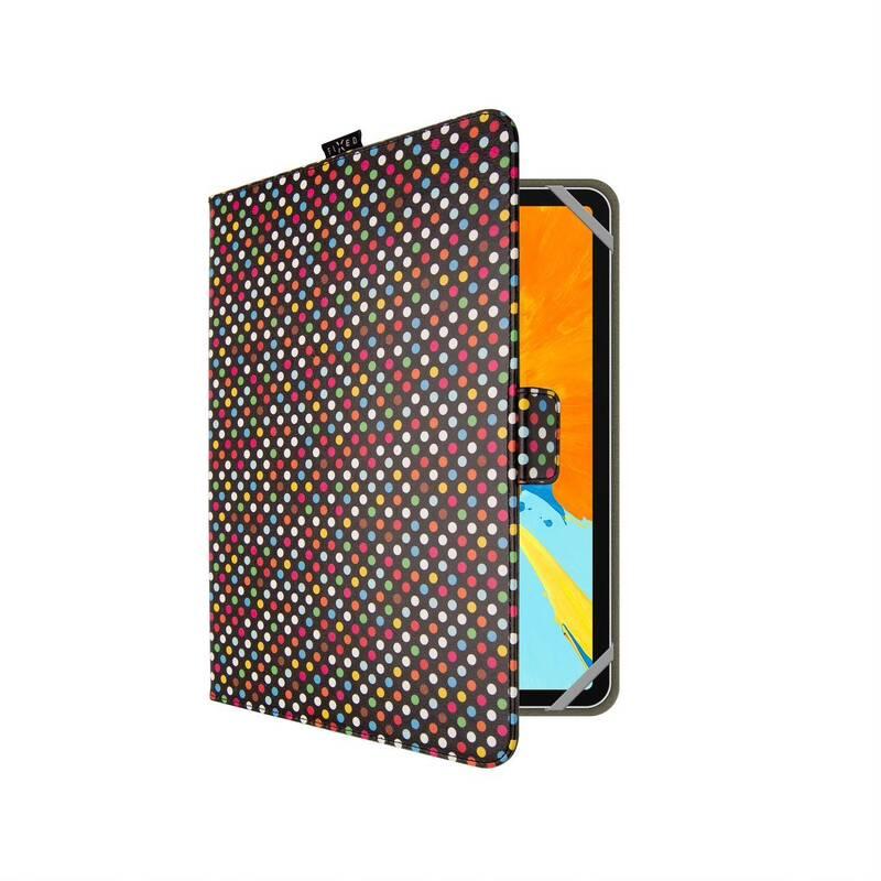 Pouzdro na tablet flipové FIXED Novel pro tablety 10,1" s kapsou pro stylus- Rainbow Dots